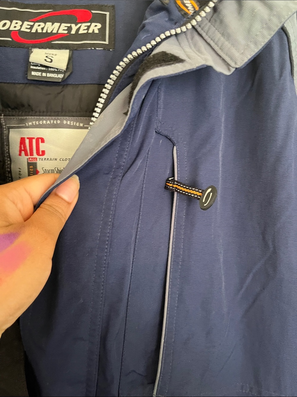 Obermeyer Navy and Black Ski Jacket with Gray Accents - Picture 7 of 12